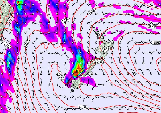 New Zealand forecast chart for Wednesday, May 6th, 2026 at 6:00 AM