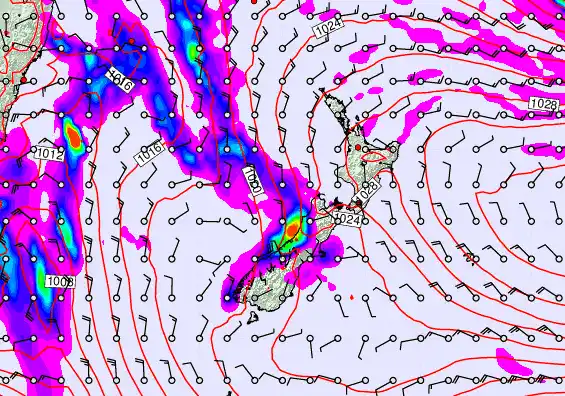 New Zealand forecast chart for Wednesday, May 6th, 2026 at 12:00 PM