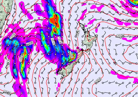 New Zealand forecast chart for Thursday, May 7th, 2026 at 12:00 AM