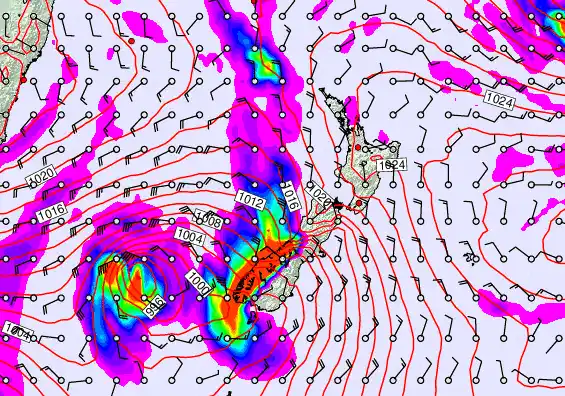 New Zealand forecast chart for Thursday, May 7th, 2026 at 12:00 PM