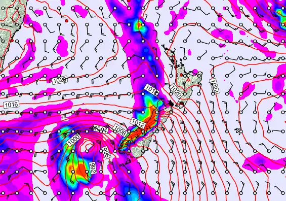 New Zealand forecast chart for Thursday, May 7th, 2026 at 6:00 PM