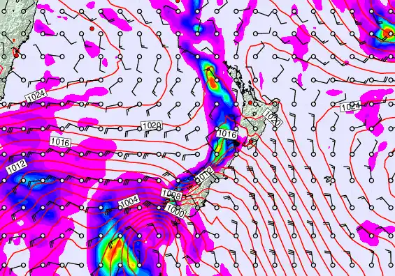 New Zealand forecast chart for Friday, May 8th, 2026 at 12:00 AM