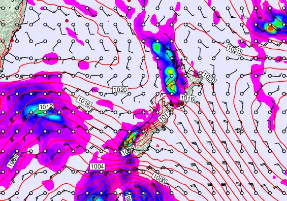 New Zealand forecast chart for Friday, May 8th, 2026 at 6:00 AM