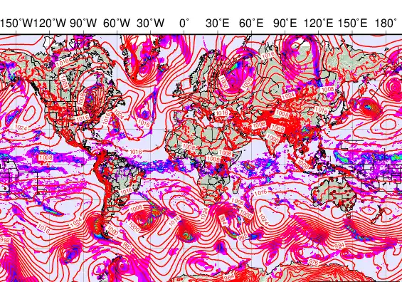 World forecast chart for Tuesday, April 28th, 2026 at 12:00 PM