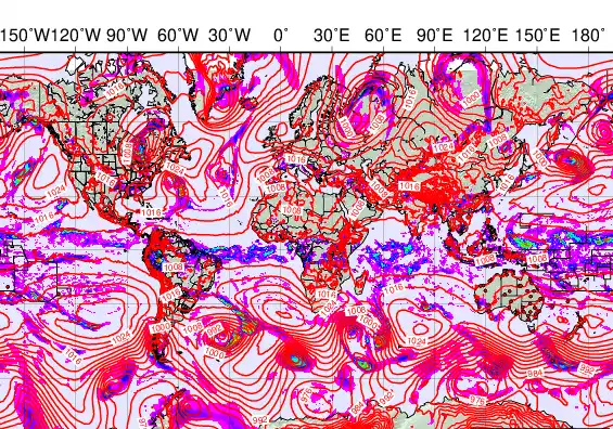World forecast chart for Tuesday, April 28th, 2026 at 6:00 PM