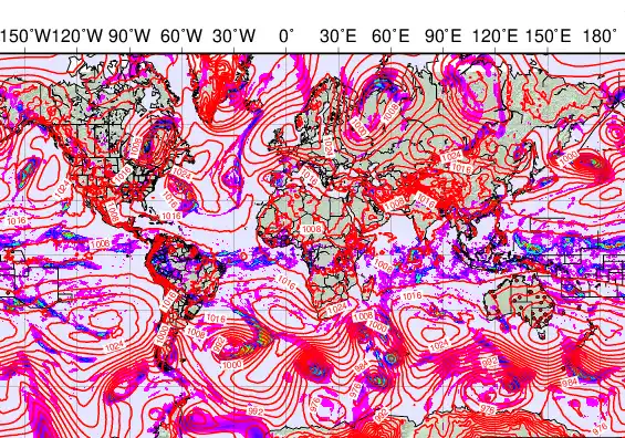 World forecast chart for Wednesday, April 29th, 2026 at 12:00 AM