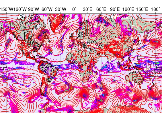 World forecast chart for Wednesday, April 29th, 2026 at 6:00 AM