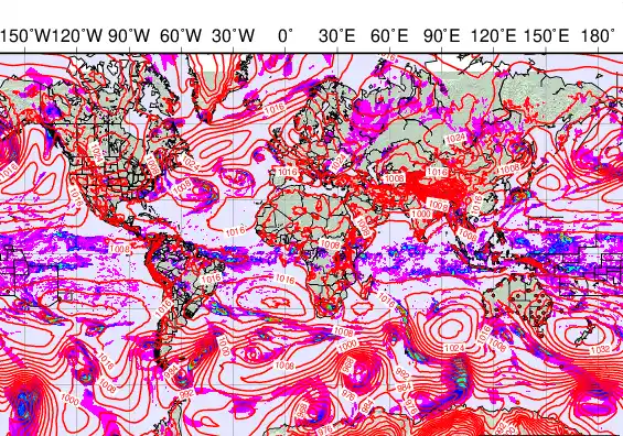 World forecast chart for Thursday, April 30th, 2026 at 12:00 PM