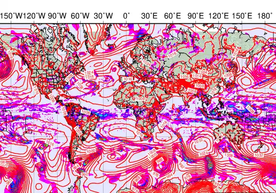 World forecast chart for Thursday, April 30th, 2026 at 6:00 PM