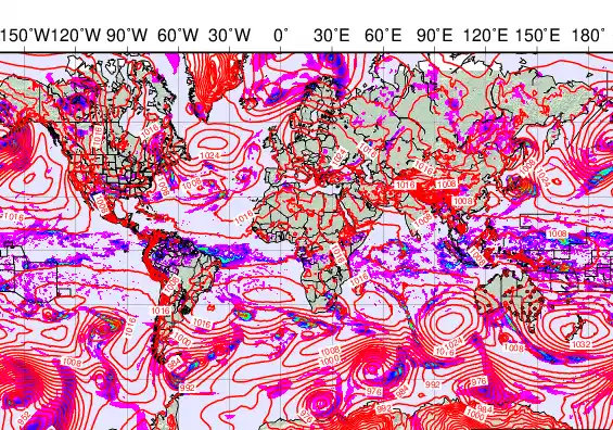 World forecast chart for Friday, May 1st, 2026 at 6:00 AM