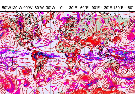 World forecast chart for Friday, May 1st, 2026 at 6:00 PM