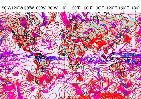 World forecast chart for Saturday, May 2nd, 2026 at 12:00 PM