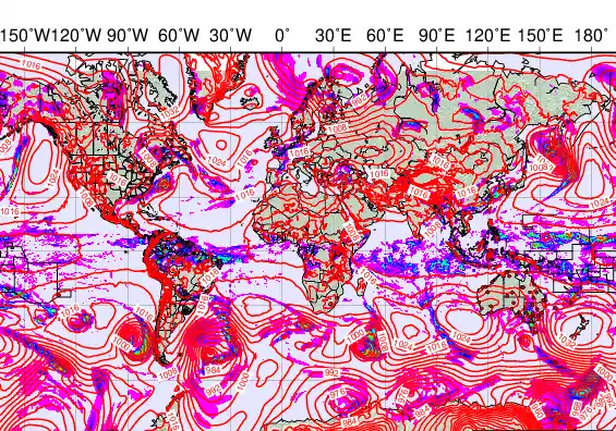 World forecast chart for Sunday, May 3rd, 2026 at 12:00 AM
