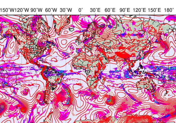 World forecast chart for Sunday, May 3rd, 2026 at 12:00 PM