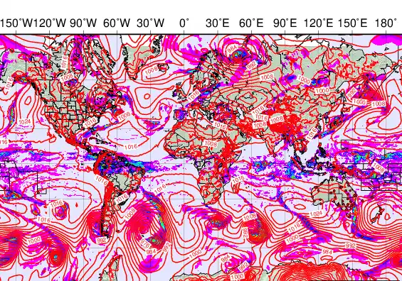 World forecast chart for Sunday, May 3rd, 2026 at 6:00 PM