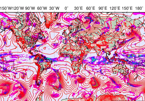 World forecast chart for Monday, May 4th, 2026 at 12:00 AM