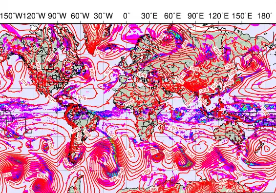World forecast chart for Monday, May 4th, 2026 at 6:00 AM