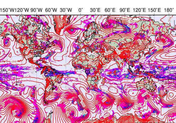 World forecast chart for Tuesday, May 5th, 2026 at 12:00 AM