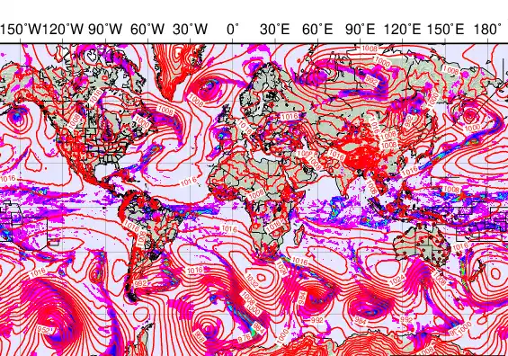 World forecast chart for Tuesday, May 5th, 2026 at 6:00 AM