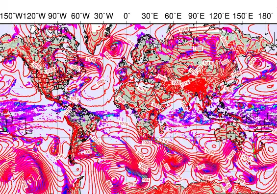 World forecast chart for Tuesday, May 5th, 2026 at 12:00 PM