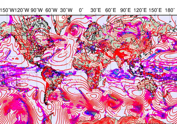 World forecast chart for Tuesday, May 5th, 2026 at 6:00 PM