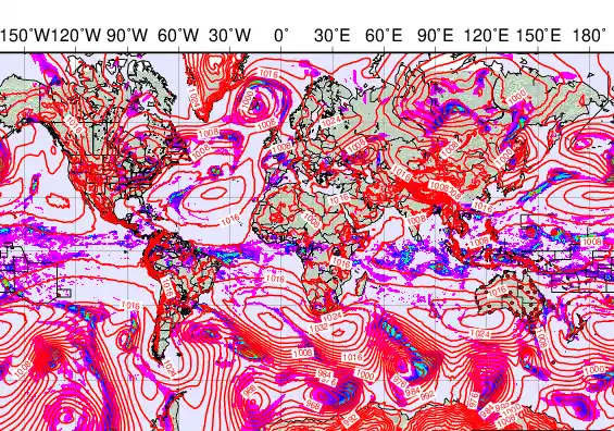 World forecast chart for Wednesday, May 6th, 2026 at 6:00 AM