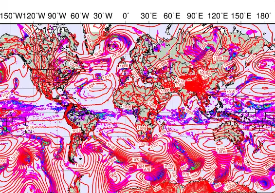 World forecast chart for Wednesday, May 6th, 2026 at 12:00 PM