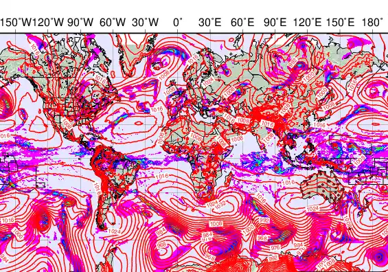 World forecast chart for Wednesday, May 6th, 2026 at 6:00 PM