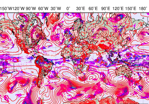 World forecast chart for Friday, May 8th, 2026 at 12:00 AM