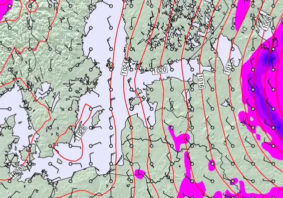 Estonia forecast chart for Tuesday, April 28th, 2026 at 6:00 PM