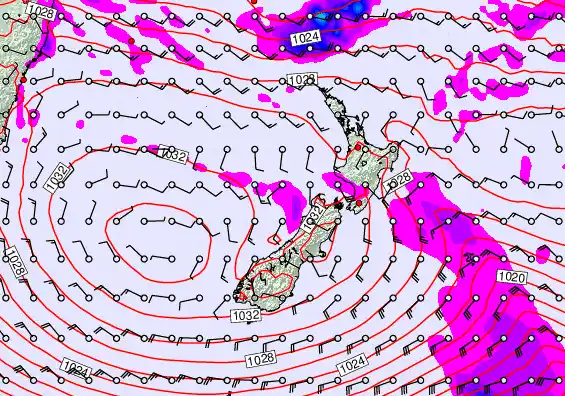 New Zealand forecast chart for Wednesday, April 29th, 2026 at 6:00 PM