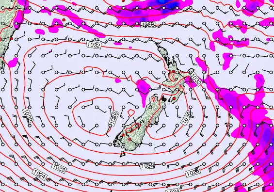 New Zealand forecast chart for Thursday, April 30th, 2026 at 12:00 AM