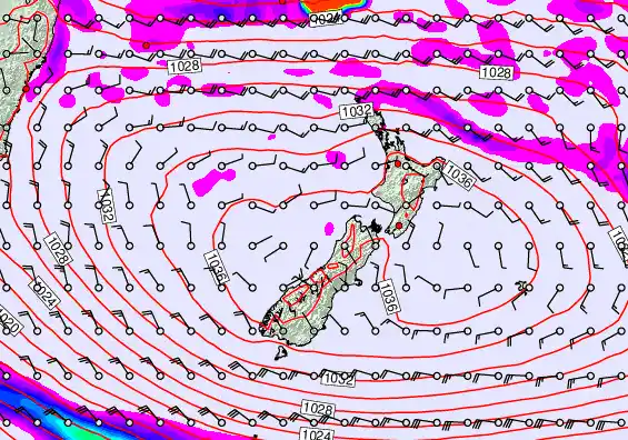 New Zealand forecast chart for Thursday, April 30th, 2026 at 6:00 PM