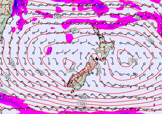 New Zealand forecast chart for Friday, May 1st, 2026 at 12:00 PM