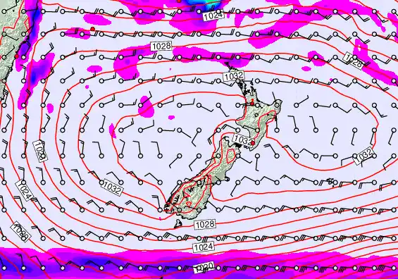 New Zealand forecast chart for Saturday, May 2nd, 2026 at 12:00 AM