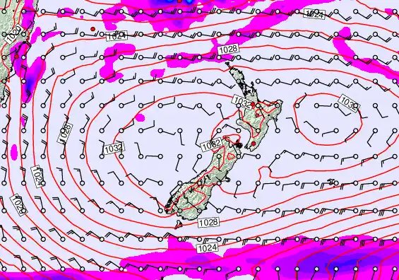 New Zealand forecast chart for Saturday, May 2nd, 2026 at 6:00 AM