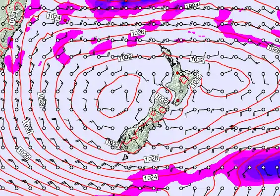 New Zealand forecast chart for Saturday, May 2nd, 2026 at 12:00 PM