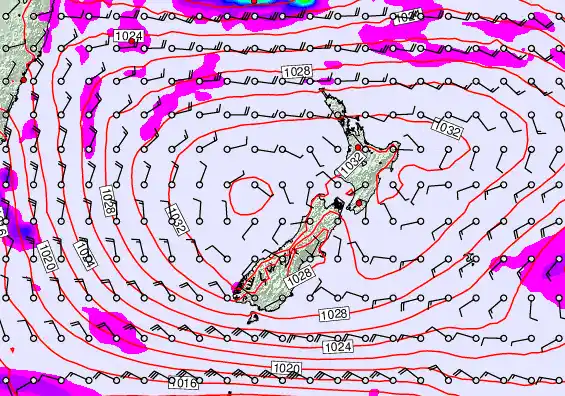 New Zealand forecast chart for Sunday, May 3rd, 2026 at 12:00 AM