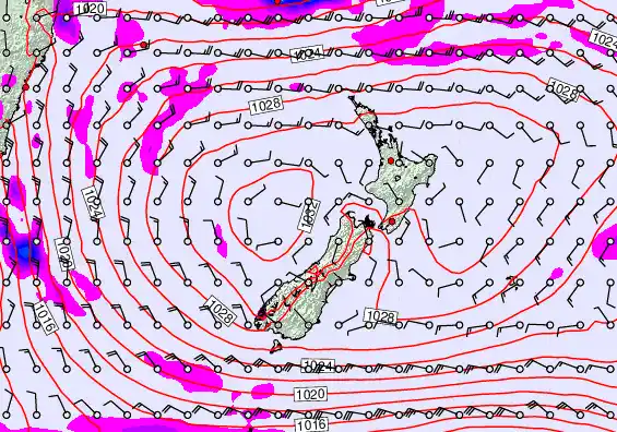 New Zealand forecast chart for Sunday, May 3rd, 2026 at 6:00 AM