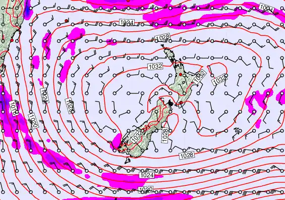 New Zealand forecast chart for Sunday, May 3rd, 2026 at 12:00 PM