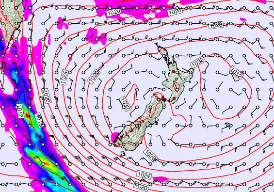 New Zealand forecast chart for Monday, May 4th, 2026 at 6:00 AM