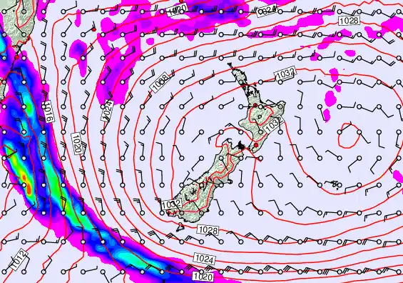 New Zealand forecast chart for Monday, May 4th, 2026 at 6:00 PM
