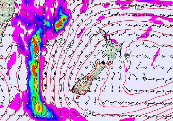New Zealand forecast chart for Thursday, May 7th, 2026 at 12:00 AM