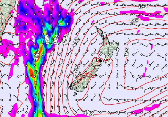 New Zealand forecast chart for Thursday, May 7th, 2026 at 6:00 AM