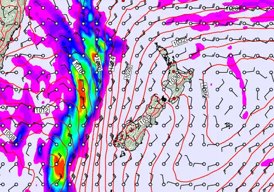 New Zealand forecast chart for Thursday, May 7th, 2026 at 6:00 PM