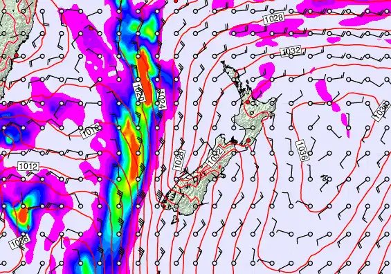 New Zealand forecast chart for Friday, May 8th, 2026 at 12:00 AM