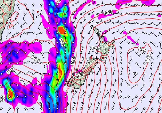 New Zealand forecast chart for Friday, May 8th, 2026 at 6:00 AM