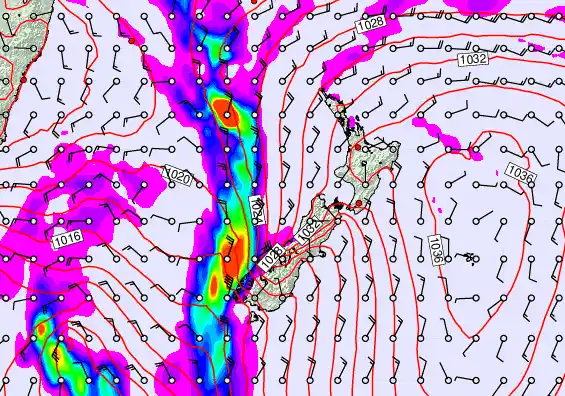 New Zealand forecast chart for Friday, May 8th, 2026 at 12:00 PM