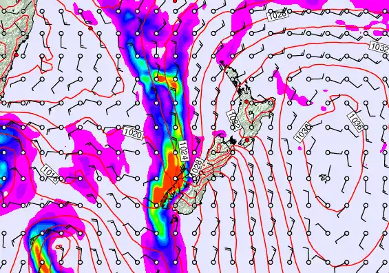 New Zealand forecast chart for Friday, May 8th, 2026 at 6:00 PM