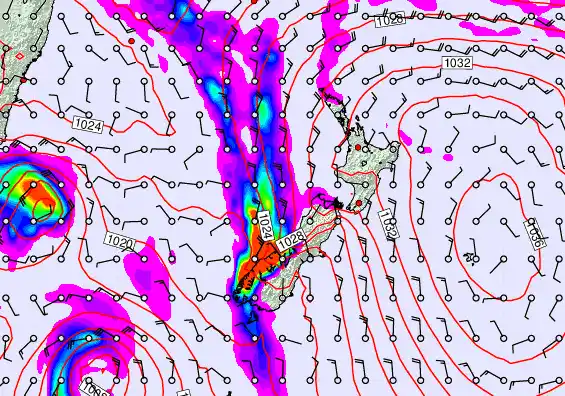 New Zealand forecast chart for Saturday, May 9th, 2026 at 12:00 AM